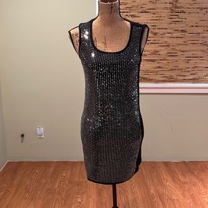 Silver Dagger Stunning Cocktail Dress Embellished With Crystal Rhinestones L